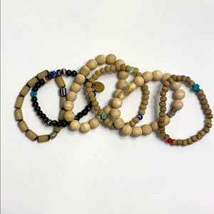 6 Wood Bead Bracelet Stack